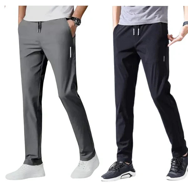 Pack of 3 Offer 😍 Men’s Premium-Quality Stretch Lycra Pants | Black, Blue & Grey