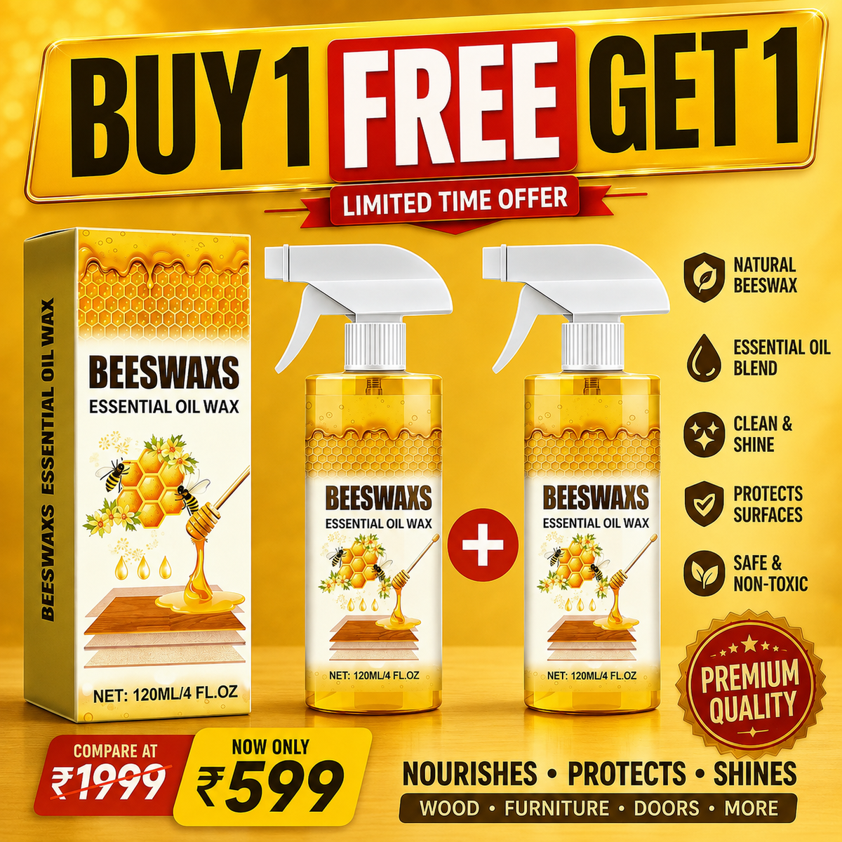 TrueRelief Beeswax Wood Polish Spray 120ml - BUY 1 GET 1 FREE