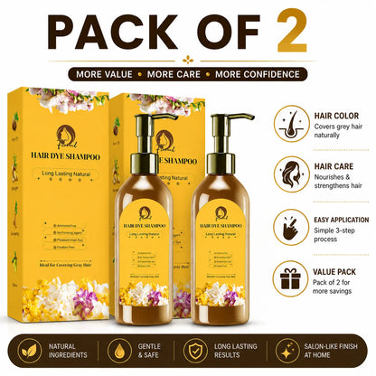 Japanese Hair Dye Shampoo – Long Lasting Natural Hair Dye Shampoo for Man & Women, Premium Japanese Natural for Women Black | Home Solution (Pack of 2)