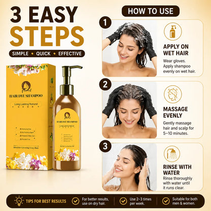 Japanese Hair Dye Shampoo – Long Lasting Natural Hair Dye Shampoo for Man & Women, Premium Japanese Natural for Women Black | Home Solution (Pack of 2)