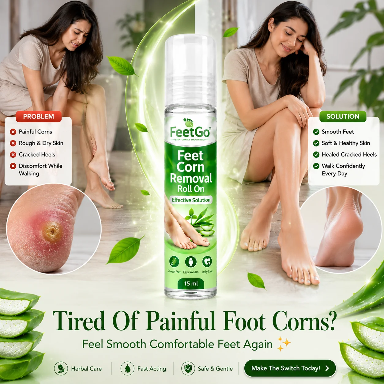 FeetGo Corn Removal Roll-On ( Buy 1 Get 1 Free)