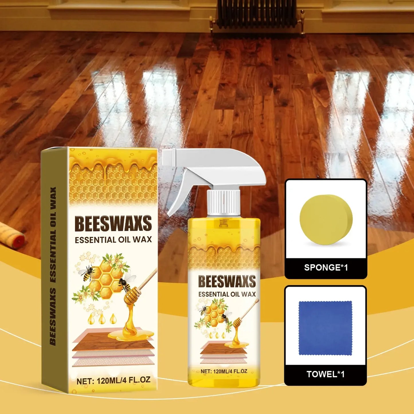 🔥LAST DAY 49% OFF - 🐝TrueRelief Beeswax Wood Polish Spray 120ml - ✨Shine & Protect Instantly 🏠