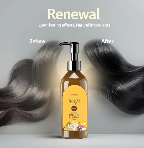 Japanese Hair Dye Shampoo – Long Lasting Natural Hair Dye Shampoo for Man & Women, Premium Japanese Natural for Women Black | Home Solution (Pack of 2)